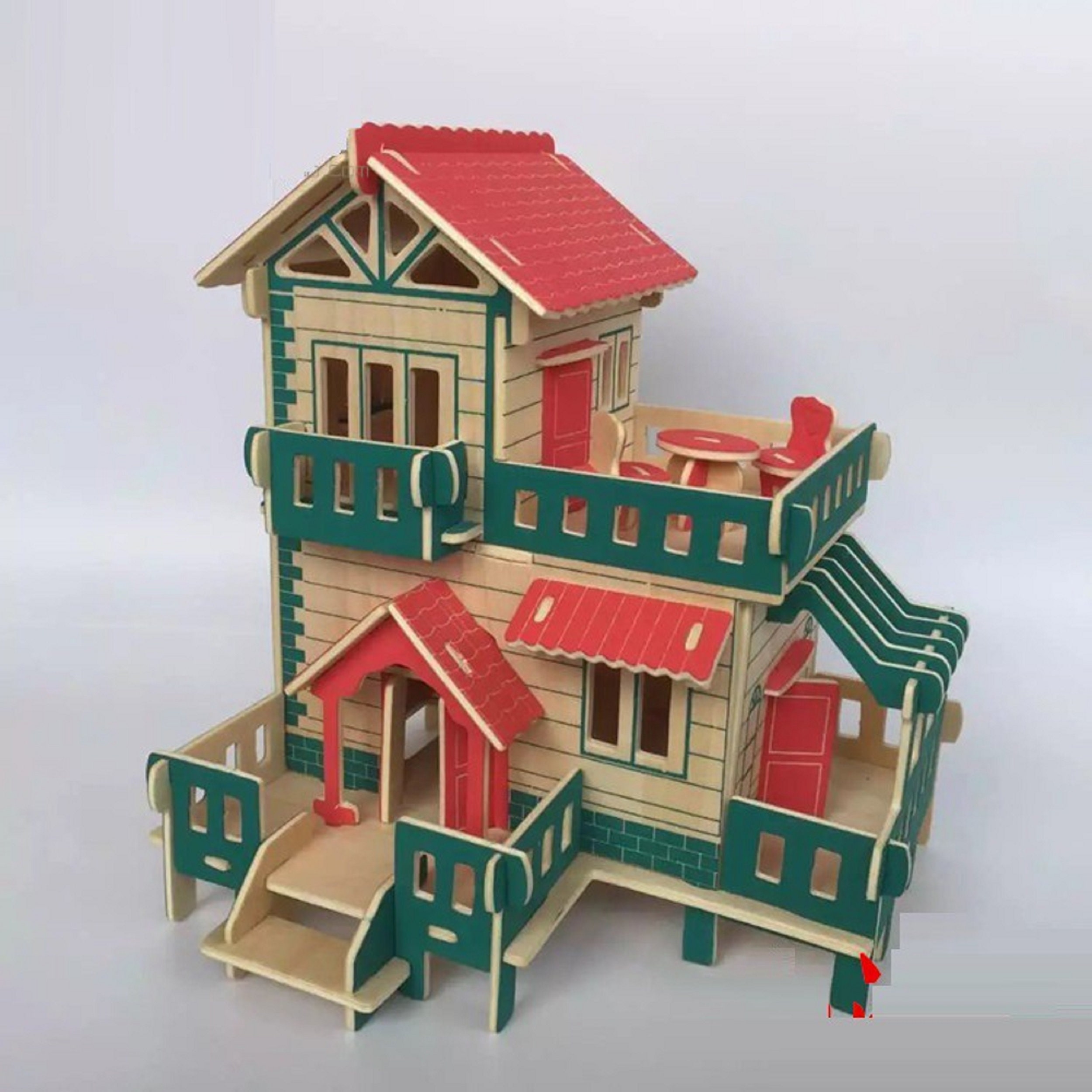 3D Wooden Building Toys House Model Etsy