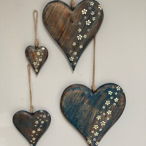 Rustic Heart Collection Rustic Love: Artfully Painted Wooden Heart With Delicate Floral Accents ...