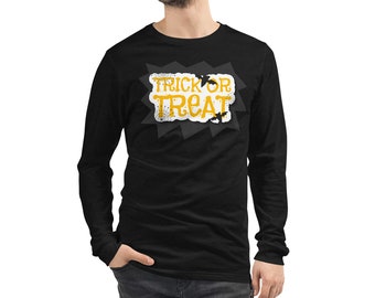 Trick or Treat Unisex Long Sleeve Tee, Casual Long Sleeve Tee, Unisex Long Sleeve Tee, Beutiful Gift for Women & Men