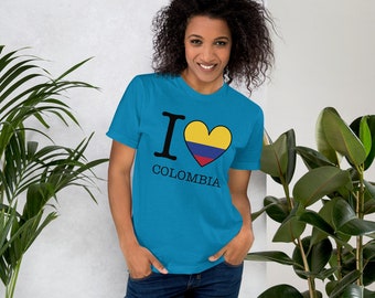 I Love Colombia Jercey T-Shirt, Unisex Jersey T-Shirt, Casual Jersey T-Shirt, Gift for Men & Women, Beautiful Jersey T-Shirt