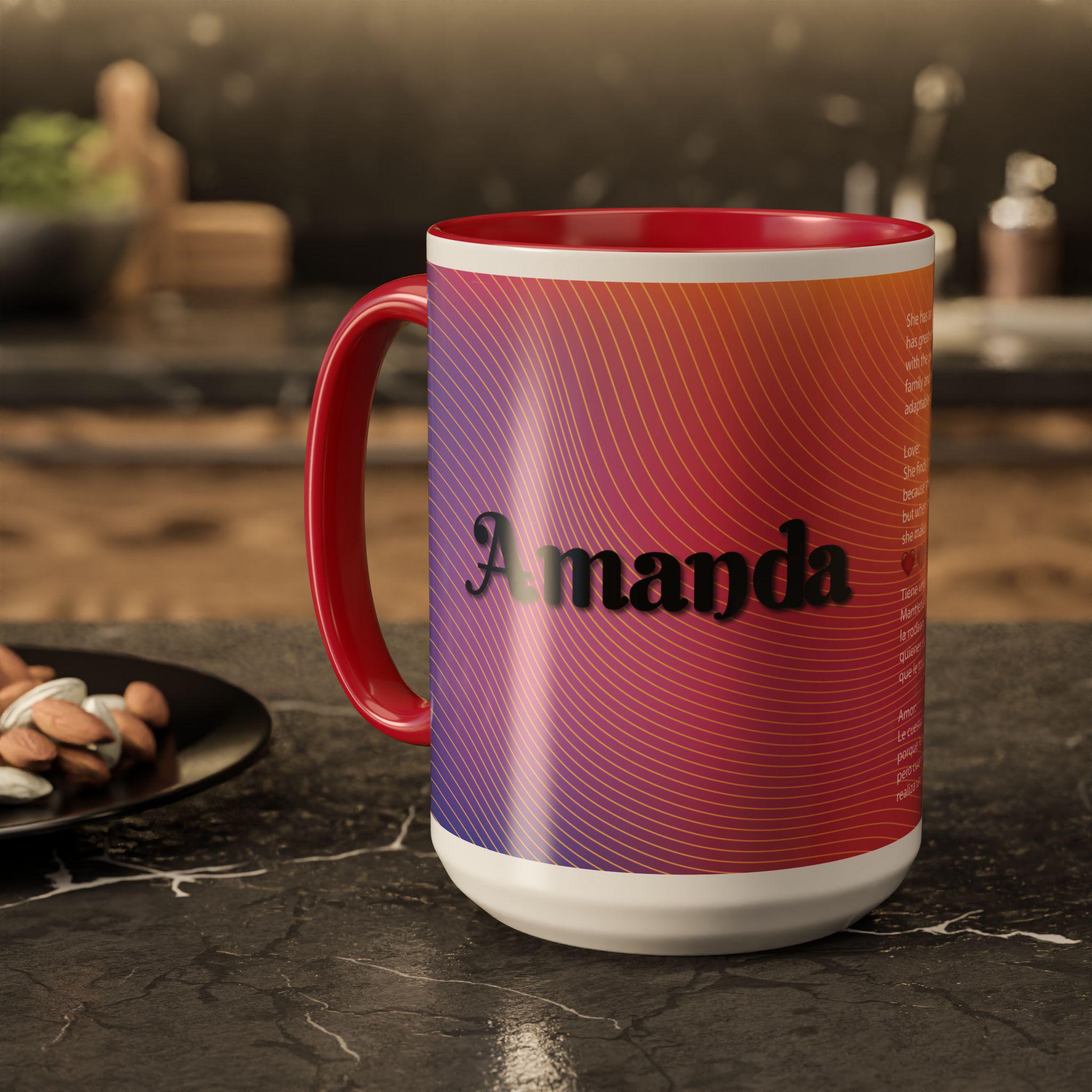 Amanda Colorful Coffee Mug, Bright Ceramic Tea Cup (11oz, 15oz)