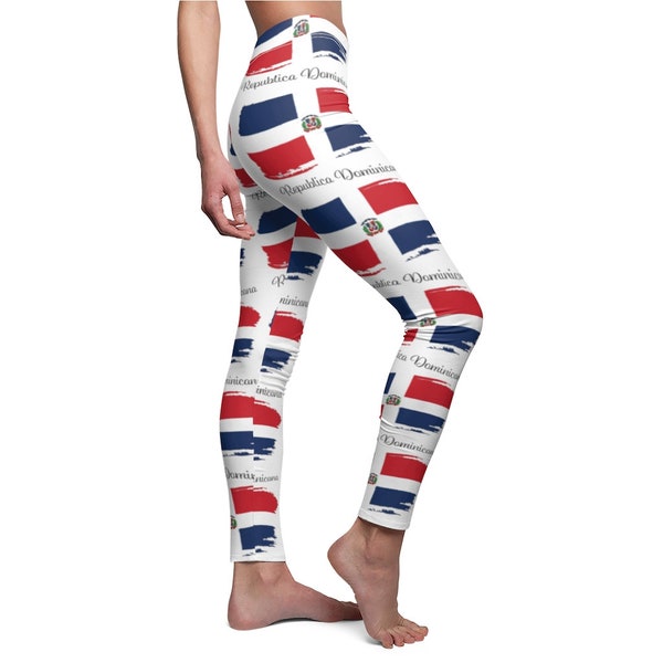 Dominikanische Republik Flagge Frauen Cut & Sew Casual Leggings, Workout Enge Leggings, Sport Leggings, Geschenk für Sie