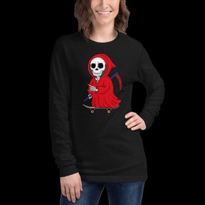 Scare Halloween Red Unisex Long Sleeve Tee, Unisex Long Sleeve Tee, Casual Long Sleeve Tee, Gift for Women & Men image 6