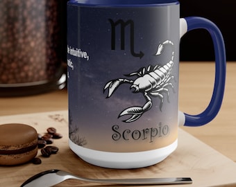 SCORPIO ZODIAC Two-Tone Coffee Mugs 15oz, Scorpio Zodiac Mug, Astrological Sign Mug,  Astrology - 15 oz Ceramic Mug, Beutifull Gift