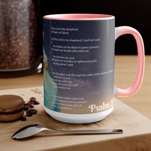 Psalm 23 Kaffemugg: Tvåfärgad religiös gåva, 435 ml