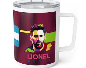 Messi-World Cup-2022QatarInsulated Coffee Mug, 10oz, WorldCup Qatar2022 , Beutiful Gift, Casual, Unisex Mug, Enjoy WorldCup