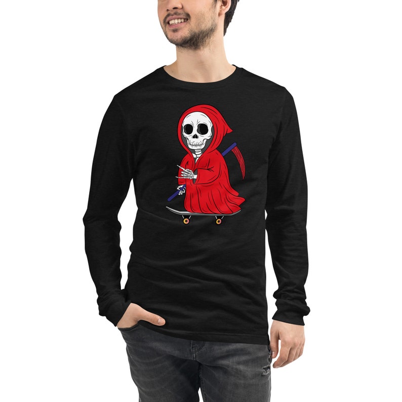 Scare Halloween Red Unisex Long Sleeve Tee, Unisex Long Sleeve Tee, Casual Long Sleeve Tee, Gift for Women & Men image 1