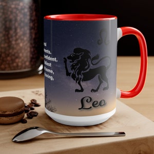 LEO ZODIAC Two-Tone Coffee Mugs 15oz, Leo Zodiac Mug - Astrological Sign - Astrology - 11 oz Ceramic Mug