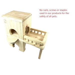 Wooden mansion/pent house with balcony for chinchilla,guinea pigs hamsters,gerbil,sugar gliders,rats,mice