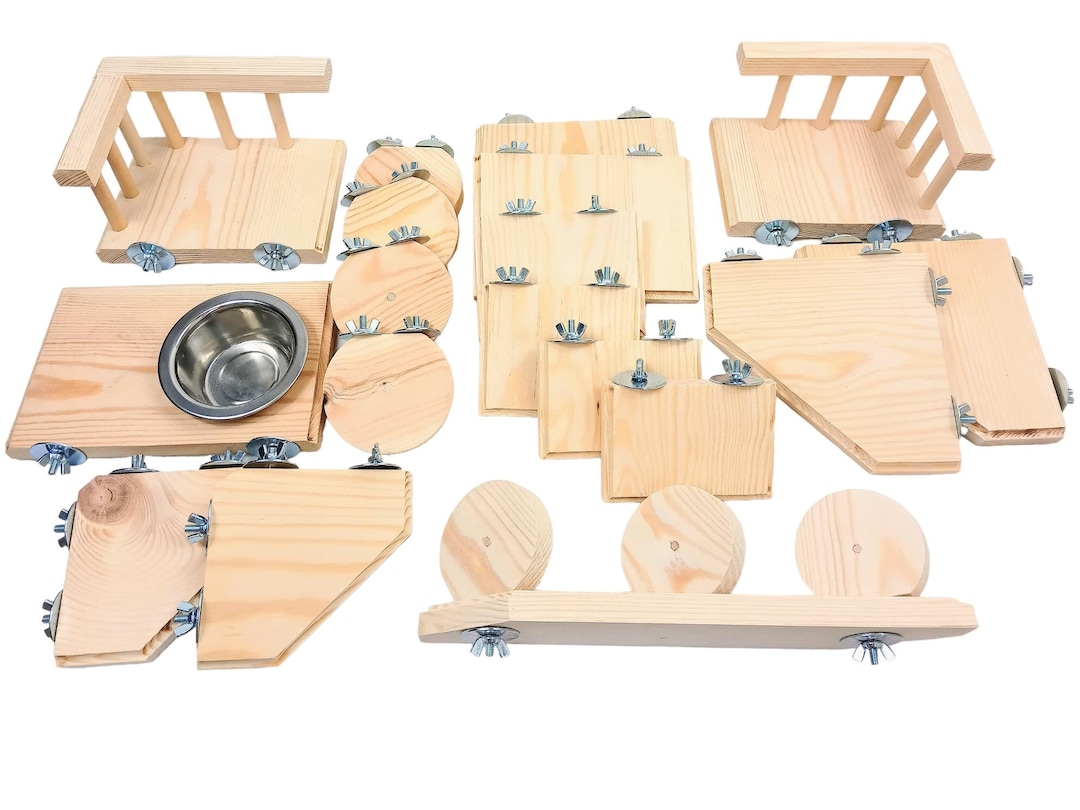 Image showcasing MEGA DEAL Cage Shelving Pack, Kiln Dried Pine Wood for Chinchillas ...