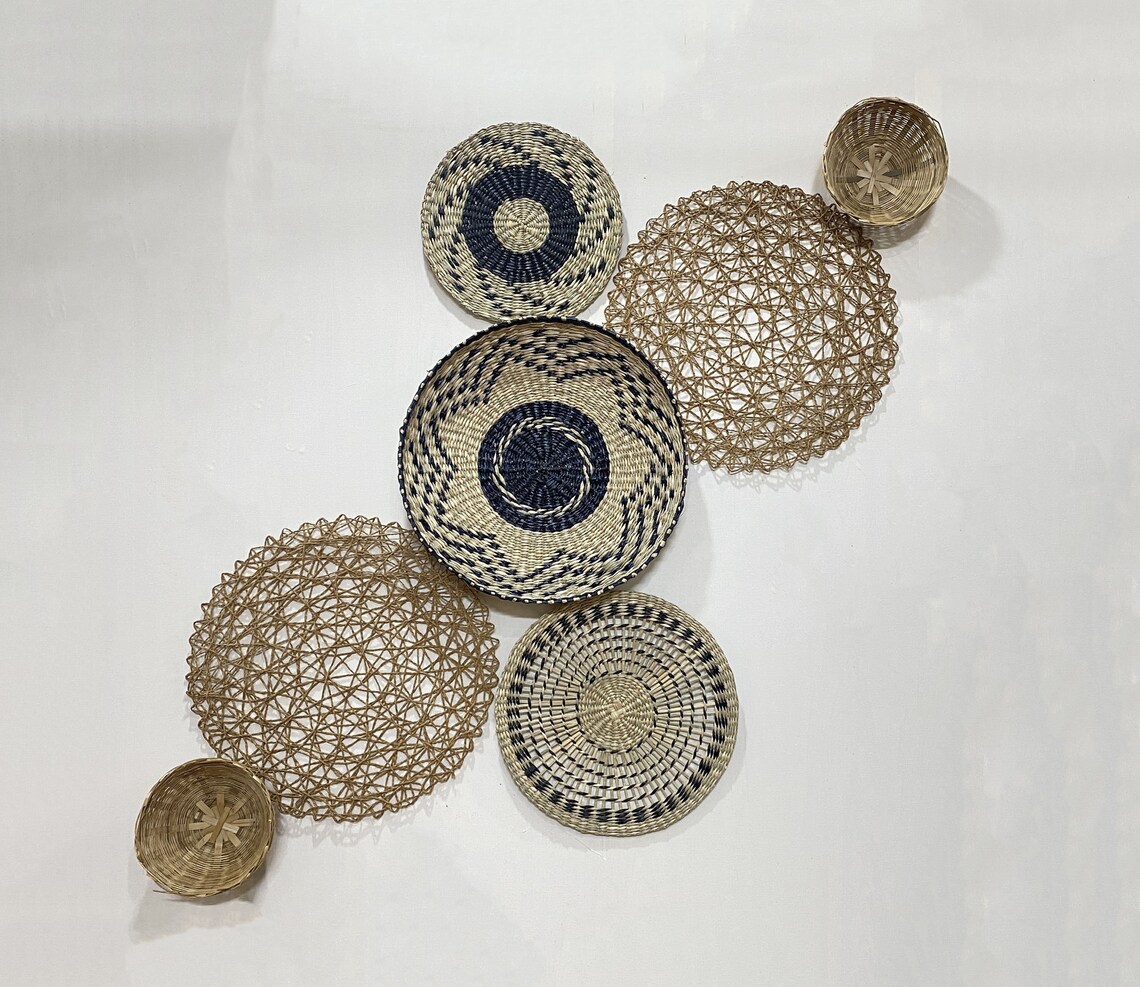 Set of 7 Basket Wall Decor Boho Wall Decor Boho Wall Art Etsy