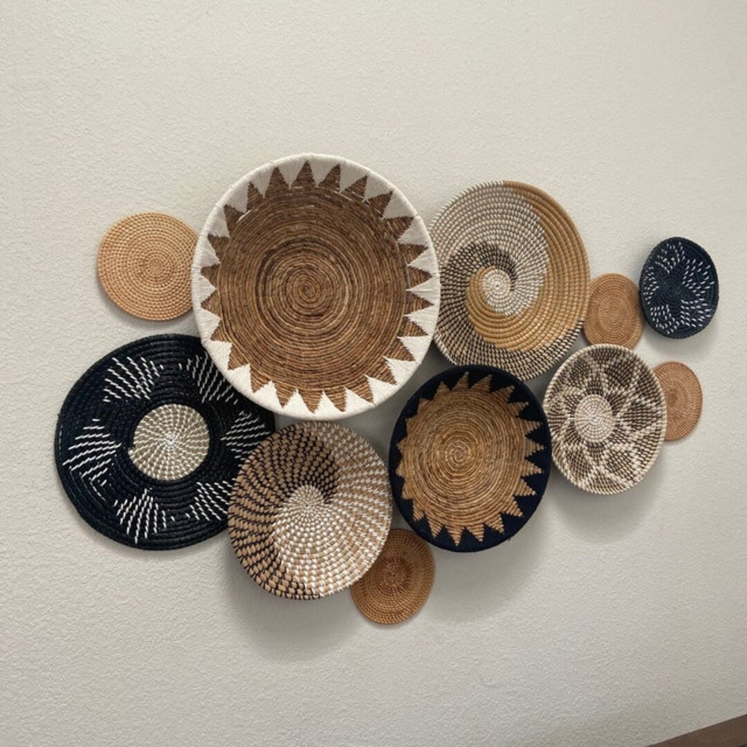 Set of 11 Basket Wall Decor, Boho Wall Decor, Boho Wall Art, Wicker
