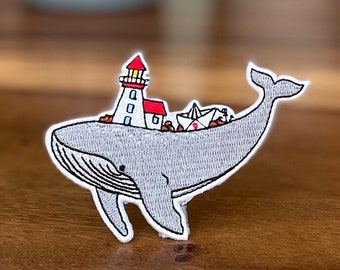 Unique whale iron-on patch