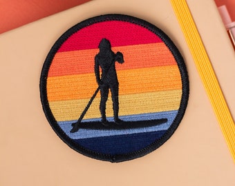 Paddle board SUP sunset iron-on patch