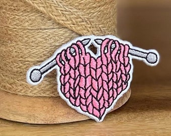 I heart knitting iron on patch