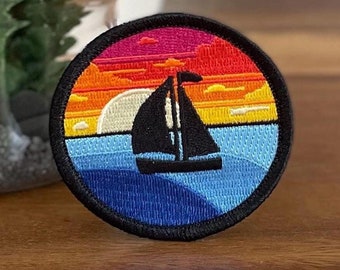 Sailing sunset iron-on patch