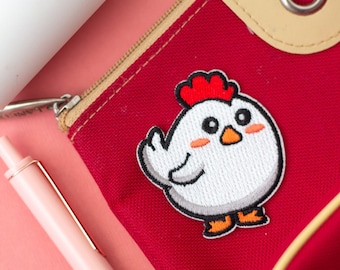 Kawaii Chicken Iron-On Patch, Playful Design