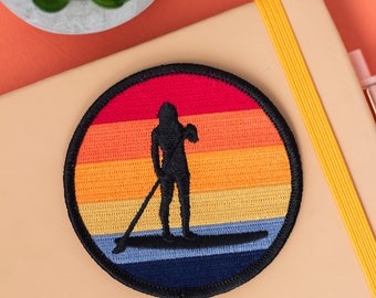 Paddle board SUP sunset iron-on patch