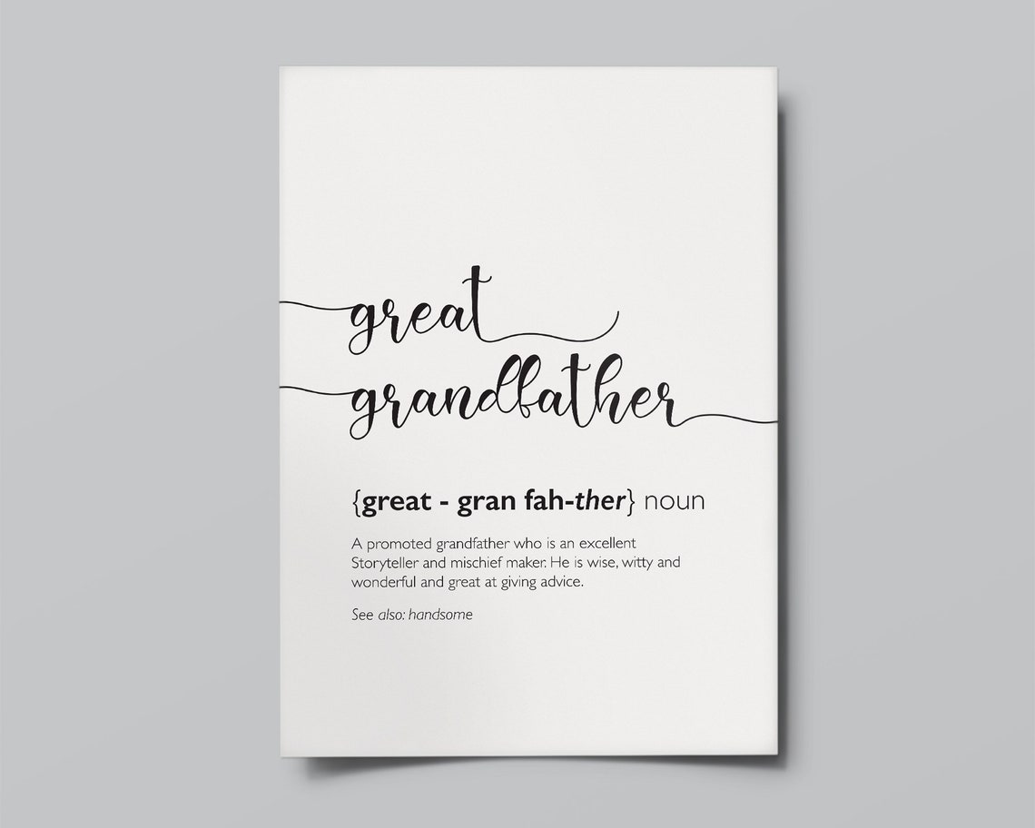 Greatgrandfather definition definition print Wall ArtHome Etsy
