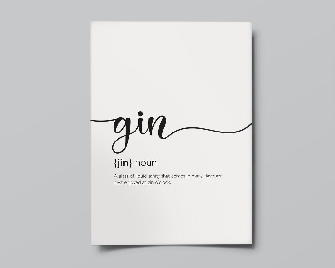 Gin Definition Gin Lovers Gift Digital Gin Gift Definition Etsy