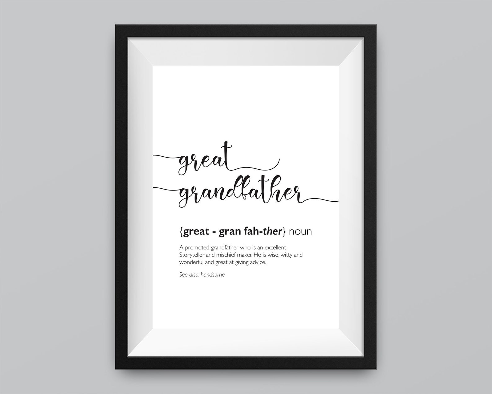 Greatgrandfather definition definition print Wall ArtHome Etsy