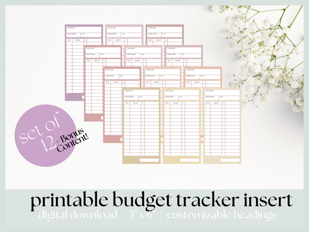 Printable Cash Envelope Inserts | Set of 12 Inserts + Bonus | A6 ...