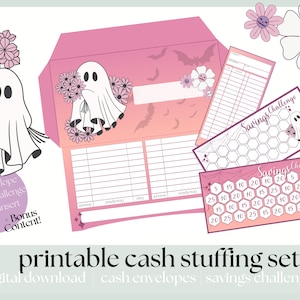 Printable Cash Stuffing Bundle | Halloween Savings Challenges and Envelope + Bonus | A6 Cash Trackers | Budget Savings Challenge | US Letter