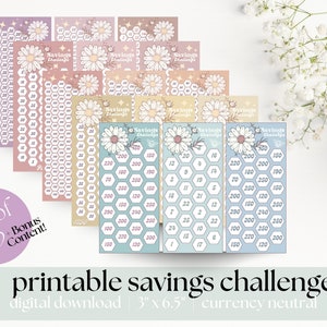 Printable Savings Challenge | Set of 15 Savings Tracker + Bonus | A6 Cash Trackers | Cash Stuffing, budget challenge | Instant PDF Printable