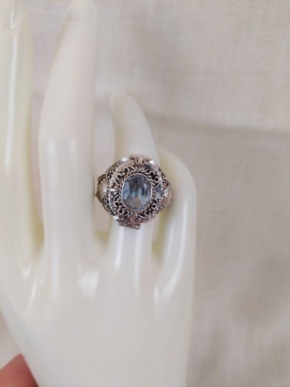 Exquisite, huge, blue topaz locket ring - image 8