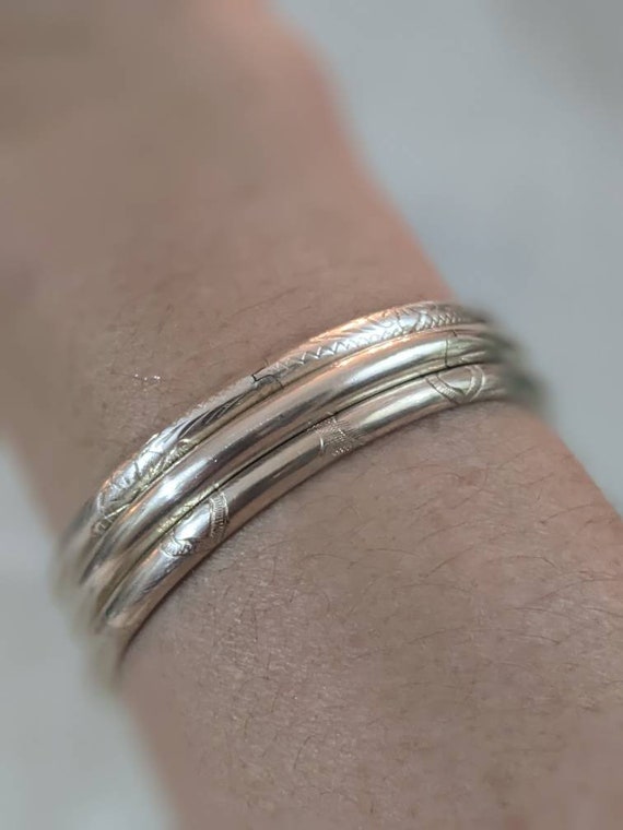 Set of three classic sterling silver bangles - image 7