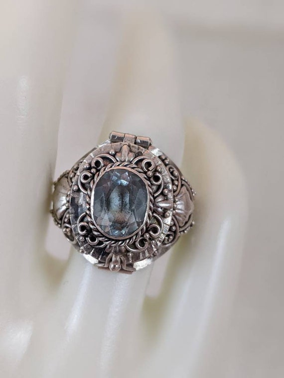 Exquisite, huge, blue topaz locket ring - image 1