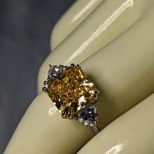 Huge Yellow Cubic Zirconia Ring in Sterling