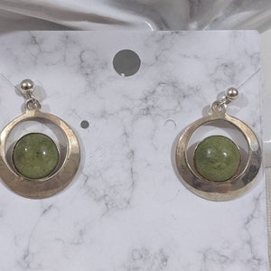 Vintage 60s English Sterling with Jade Earrings
