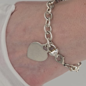 Vintage sterling silver heart tag bracelet