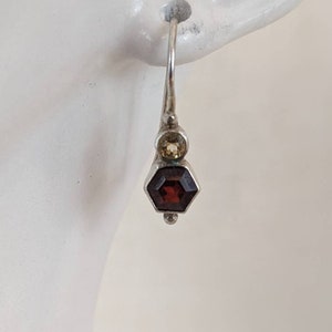 Garnet and yellow topaz drop earrings