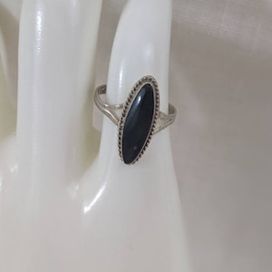 Antique sterling and onyx pinky ring, size 4.75 US