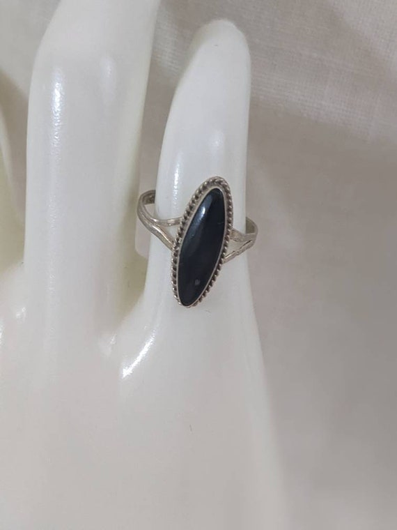 Antique sterling and onyx pinky ring - image 1