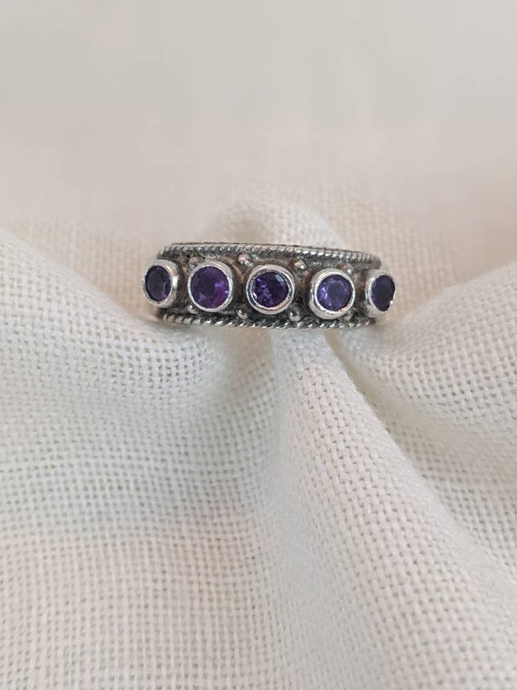 Natural amethyst and sterling ring