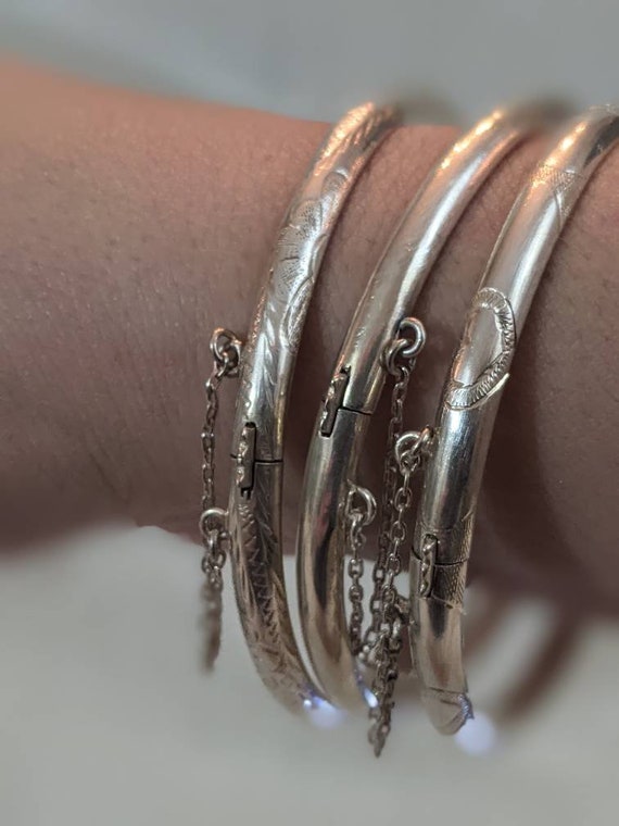 Set of three classic sterling silver bangles - image 3