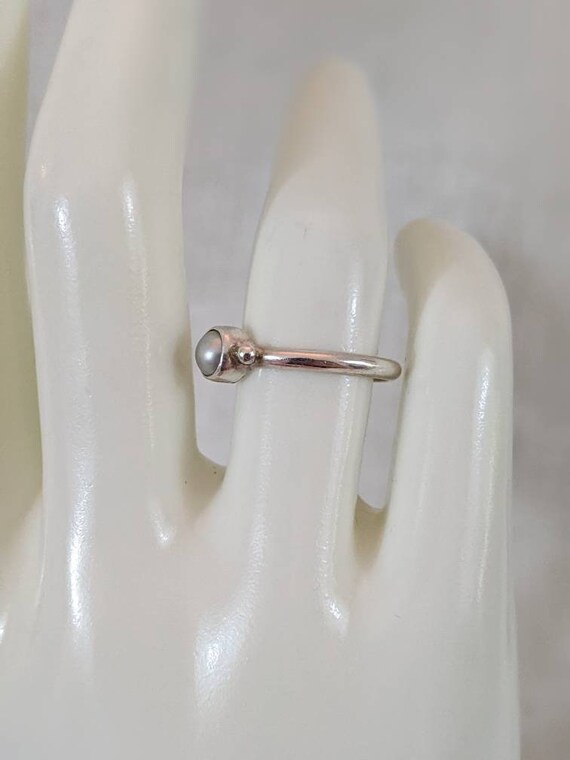 Genuine silver pearl solitaire/stacking ring in s… - image 3