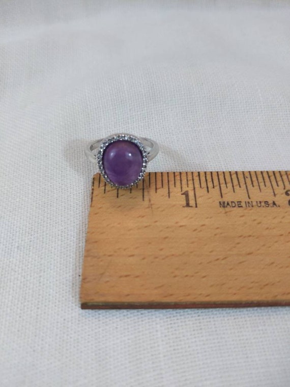 Natural amethyst cabochon ring with CZ Halo in st… - image 8