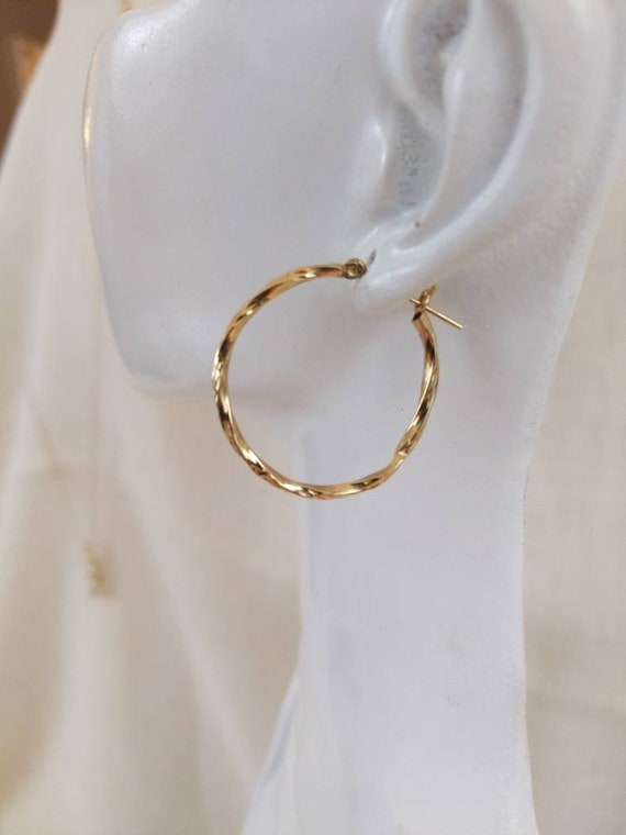 14k Gold, 1 in Hoop Earrings - Etsy