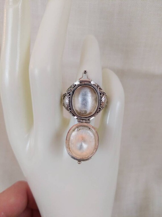 Exquisite, huge, blue topaz locket ring - image 7