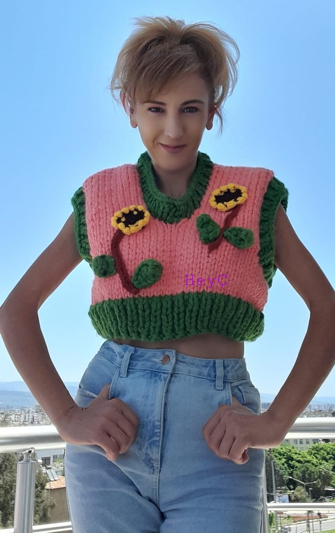 Sunflower Sweater Chunky Knit Sweater for Women Hand Knitted Etsy