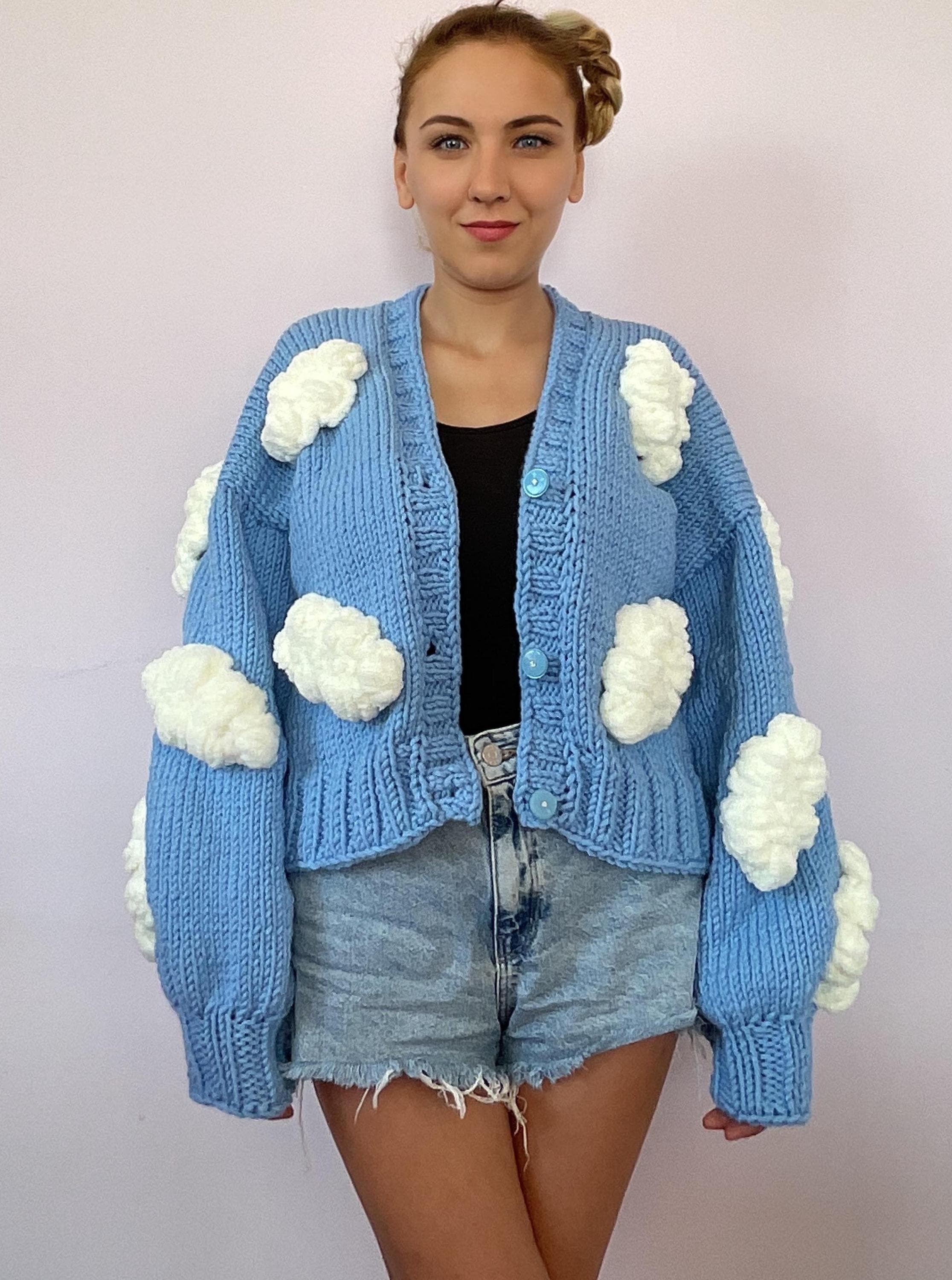 新品未使用❗️完売商品　gypsohila cloud cardigan Handmade Blue Cloud Knit Cardigan: Cottagecore Sweater - Etsy