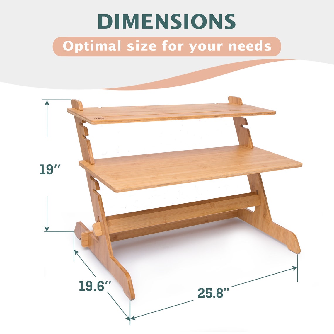 Standing Desk Converter Natural Bamboo Adjustable Sit Stand Etsy
