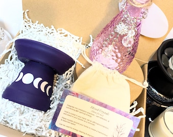 Witchy Gift Set - Moon Water/Potion Jar and Candle holder