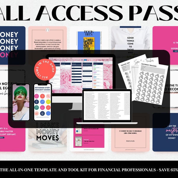 Shop All Access Pass | PersonalFinen Business Template Tool Kit für Geldcoach Versicherer Makler Planer Ratgeber