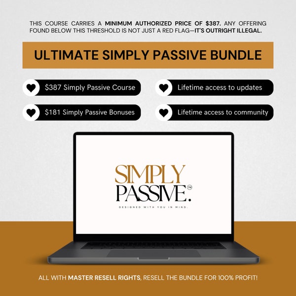 Simply Passive Digital Marketing Course for Beginners with MRR Master Resell Rights for Passive Income Digital Marketing BUNDLE to Resell