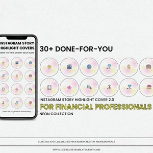 30 Instagram Story Highlight Cover Finance Financial Money Instagram Template Social Media Template Canva Template Neon Collection